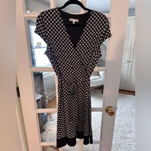 Sandra Darren Monochrome Lattice Dress